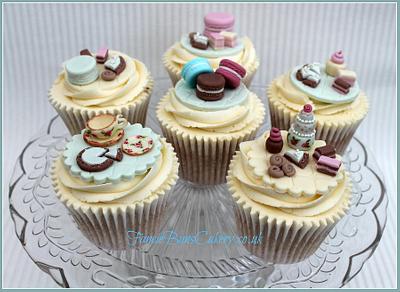 Handpainted Tea Set & Mini Cake Selection Cupcakes - Cake by Fancie Buns