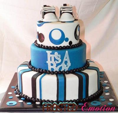 Blue/Black/White themed baby shower - Cake by Karen