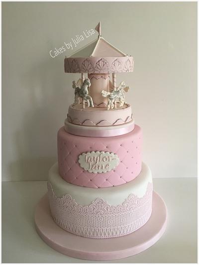 Carousel Christening Cake - Cake by Cakes by Julia Lisa