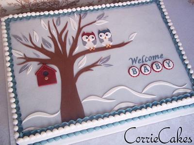 snowy scene/owls baby shower - Cake by Corrie