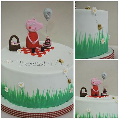 Peppa pig pic-nic cake - Cake by Ponona Cakes - Elena Ballesteros