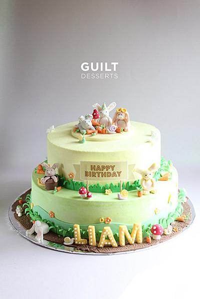 Cute Bunny Birthday Cake - Cake by Guilt Desserts