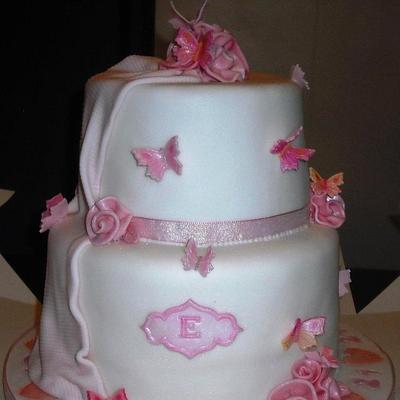 Fabric and flowers - Cake by Elspeth