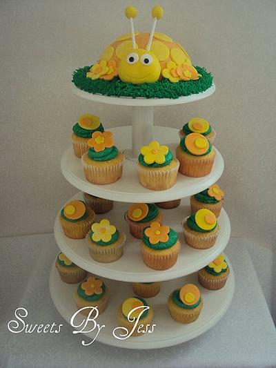 Ladybug cupcake tower - Cake by Jess B