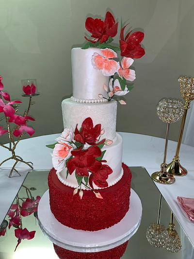 Apple red and white wedding cake - Cake by T Coleman