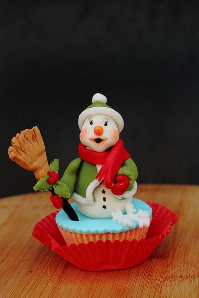 Snowman cupcake - Cake by laskova