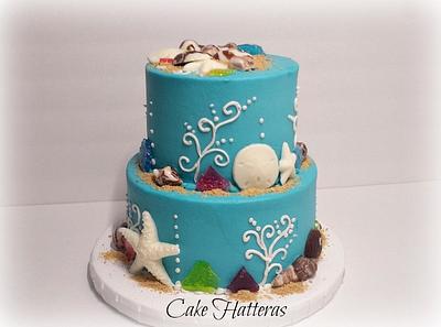 A 50th Beach Birthday Cake with Sea Glass - Cake by Donna Tokazowski- Cake Hatteras, Martinsburg WV