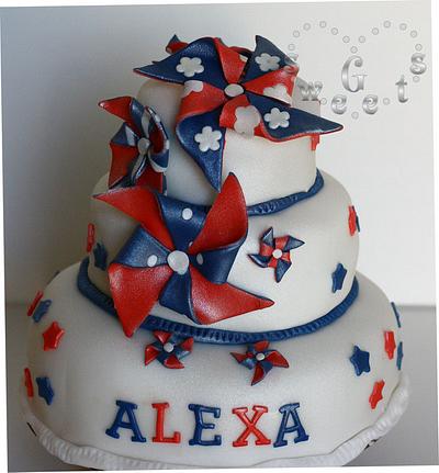 Happy 4th!  Pinwheel Patriotic Colors Cake - Cake by G Sweets