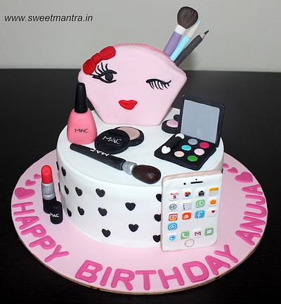 Makeup theme cake - Cake by Sweet Mantra Homemade Customized Cakes Pune