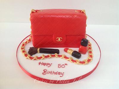 Red gloss Chanel bag - Cake by helen Jane Cake Design 