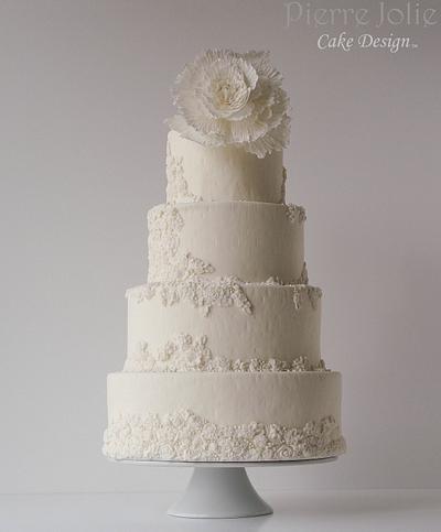 White on White Classic Pearls and Bas Relief - Cake by Pierre Jolie Cake Design