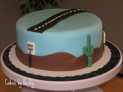 Desert Highway Birthday Cake - Cake by Becky Pendergraft