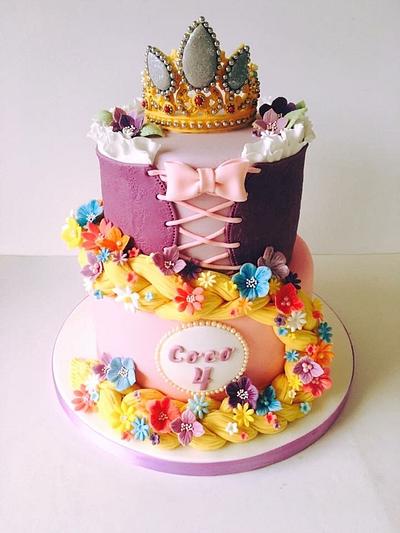 Tangled Rapunzel crown cake - Cake by The Rosebud Cake Company