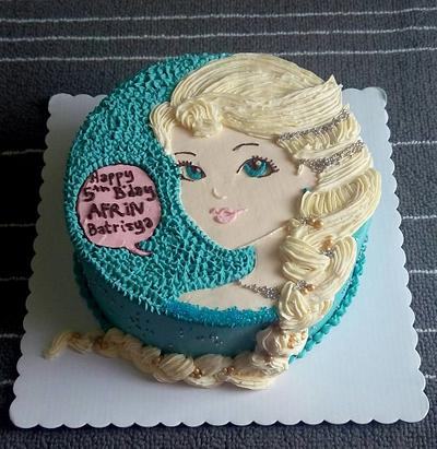 Handdrawn Elsa Braid Cake - Cake by Siha Razali 