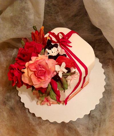  Cake with autumn leaves and flowers - Cake by DinaDiana