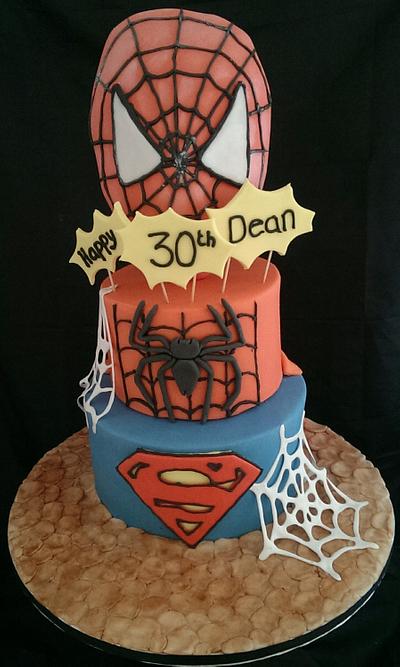 spiderman / superman cake - Cake by Lil Gems Cakes 'n' Cookies 