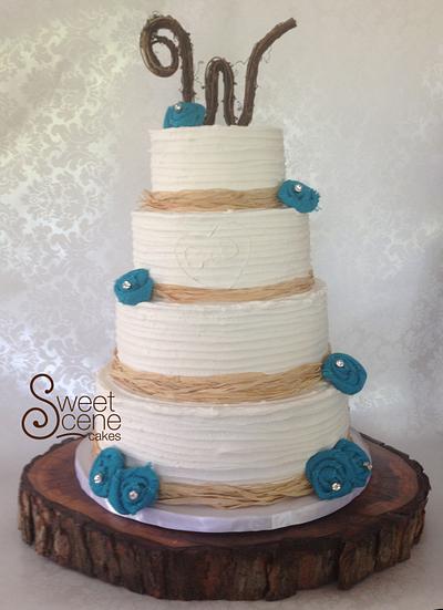 Teal and Rustic Get Married!? - Cake by Sweet Scene Cakes