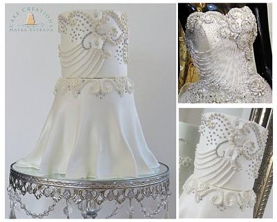 Diamonds & Pearls Wedding Dress - Cake by Cake Creations by ME - Mayra Estrada