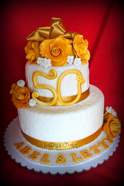 Golden Wedding Anniversary Cake - Cake by FabcakeMama