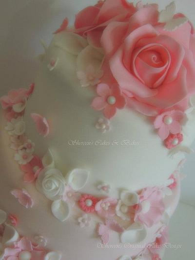 Pink & White Wedding - Cake by Shereen