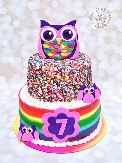 Rainbow Owl Cake  - Cake by Cups-N-Cakes 