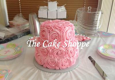 Buttercream roses baptism cake - Cake by THE CAKE SHOPPE