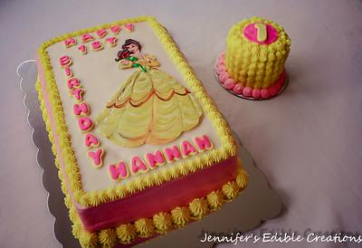 First birthday cake with Belle and matching smash cake - Cake by Jennifer's Edible Creations