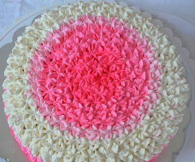 Pink Ombre drop flowers  - Cake by Divya iyer