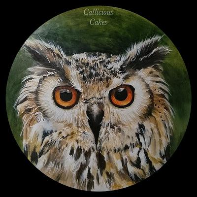 Eagle Owl Plaque - Cake by Calli Creations