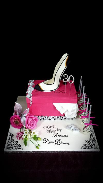 Jimmy Choo stiletto, Sparkle shoe box cake - Cake by Halaal Cakes