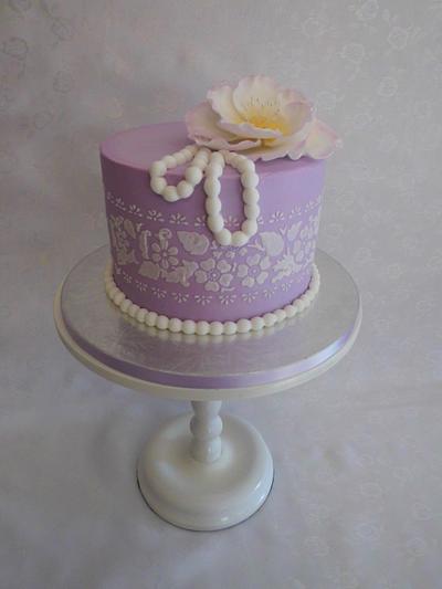 Open Rose and Pearls - Cake by Michelle