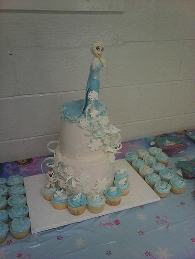Frozen Birthday Cake and Cupcakes - Cake by Flippy Cakes