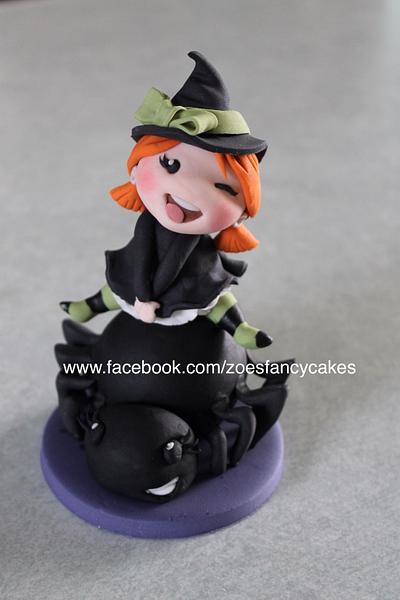 Cute Halloween witch ridding her pet spider :) - Cake by Zoe's Fancy Cakes