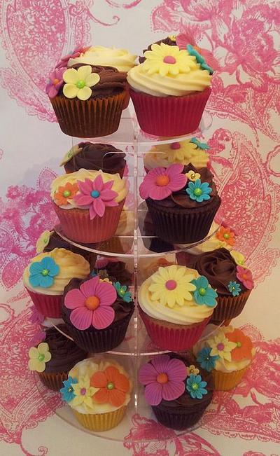 Colouful Cupcake Tower - Cake by Sarah Poole