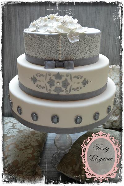 Silver and grey wedding cake - Cake by Dorty Elegance