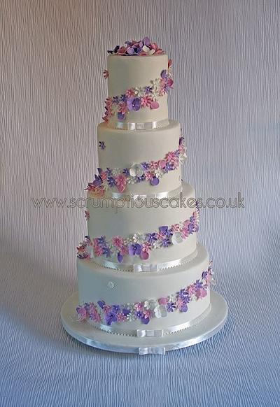 Delicate Flowers Wedding Cake - Cake by Scrumptious Cakes