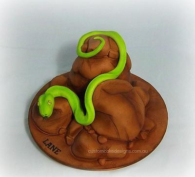 Green Tree Snake Cake - Cake by Custom Cake Designs