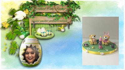 fondant cake topper easter collaboration;  easter bears - Cake by Nalini Driessen