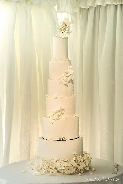 White Hydrangea Wedding Cake - Cake by Bakedincakedout