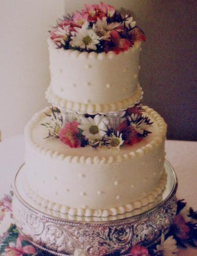 Buttercream 2 tier wedding cake - Cake by Nancys Fancys Cakes & Catering (Nancy Goolsby)