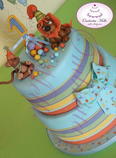 Lion and monkey in party - Cake by OMBRETTA MELLO