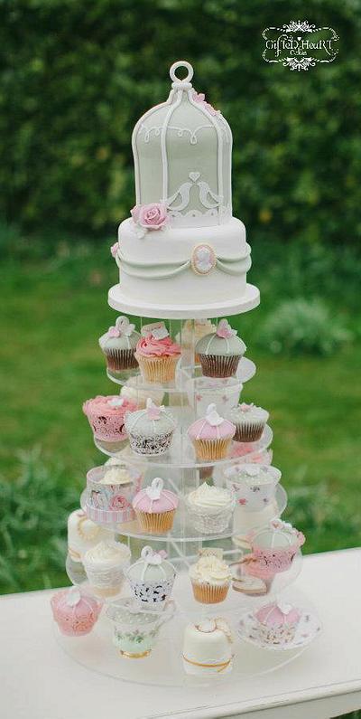 Vintage Birdcage Cupcake Tower - Cake by Emma Waddington - Gifted Heart Cakes
