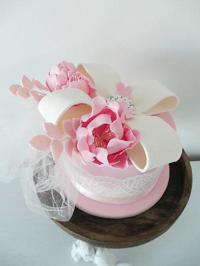 Fantasy Blooms and Bow - Cake by Sweet Bea's