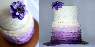 Purple Haze-A Purple Ombre  Frilled Wedding cake with Anemone flower - Cake by Rumana Jaseel
