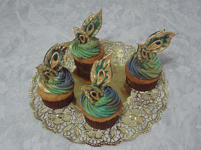 Peacock Glory Cupcakes  - Cake by Apsara's Cakes