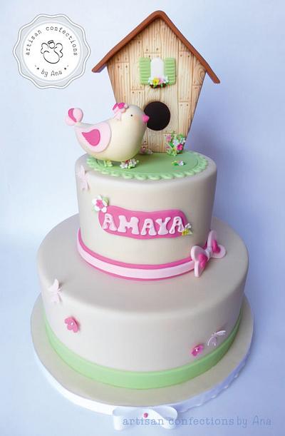 Birdie Baby Shower - Cake by Artisan Confections by Ana