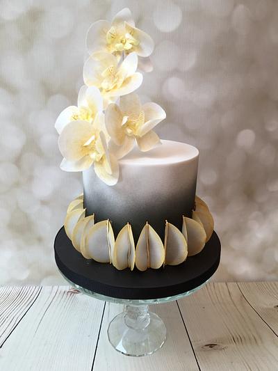 Wafer paper orchids - Cake by Elaine - Ginger Cat Cakery 