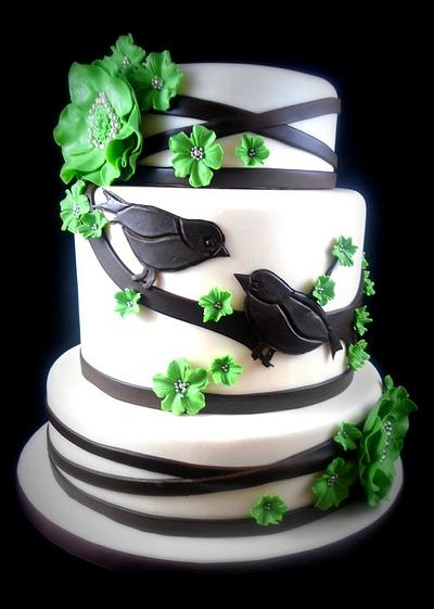 Black Birds Wedding Cake - Cake by Lisa-Jane Fudge