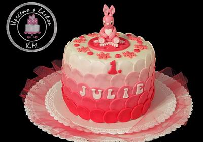 Pink Bunny  for baby girl 1st Birthday - Cake by Tynka