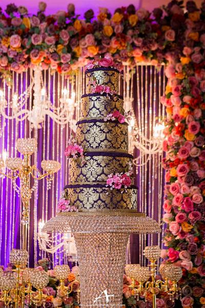Gold Stenciled Tiers - Cake by MsTreatz